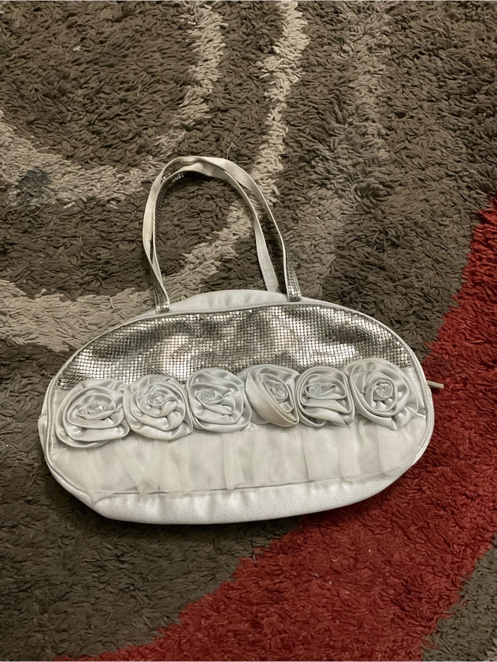 Timmy Woods women’s y2k Elegant Silver Floral purse